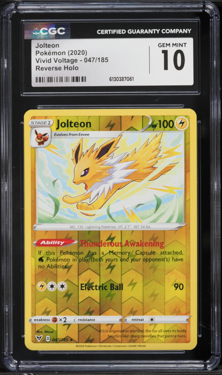 2020 Pokemon Sword & Shield Vivid Voltage Reverse Holo Jolteon #047 CGC 10 GEM MINT
