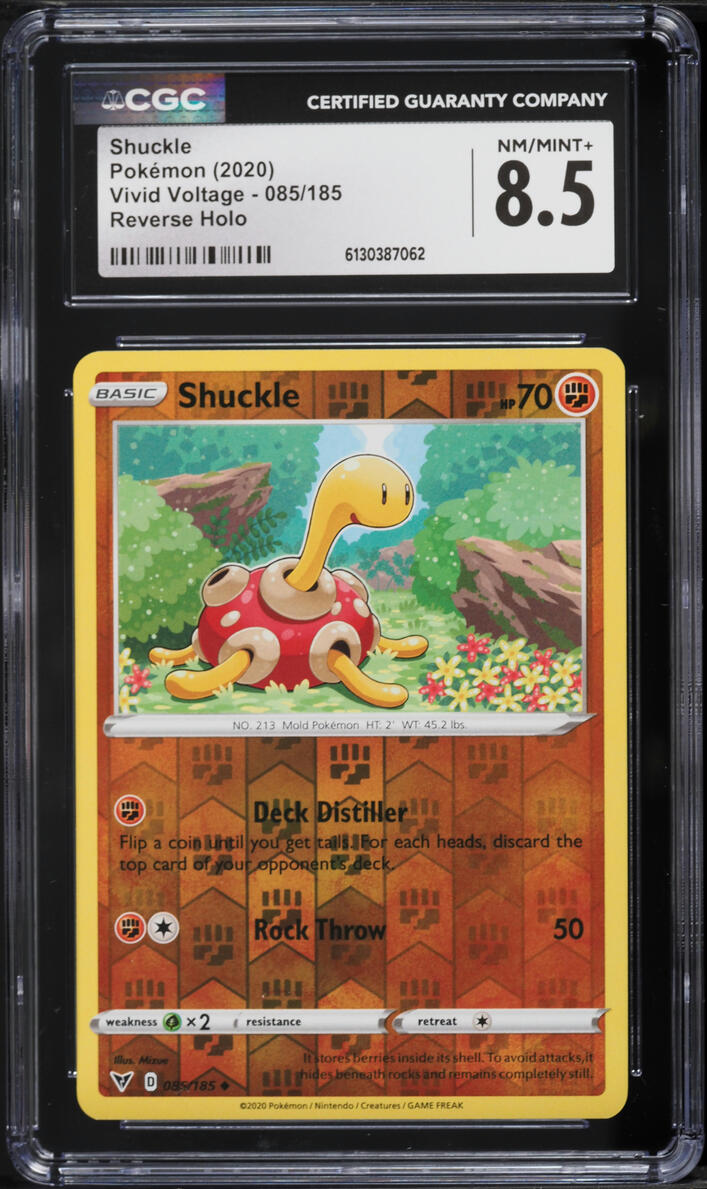 2020 Pokemon Vivid Voltage Reverse Holo Shuckle #085 CGC 8.5 NM-MT+