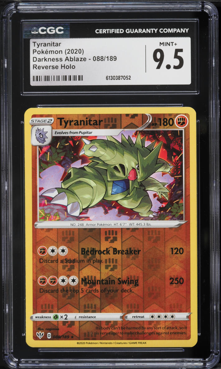 2020 Pokemon Darkness Ablaze Reverse Holo Tyranitar #088 CGC 9.5 MINT+