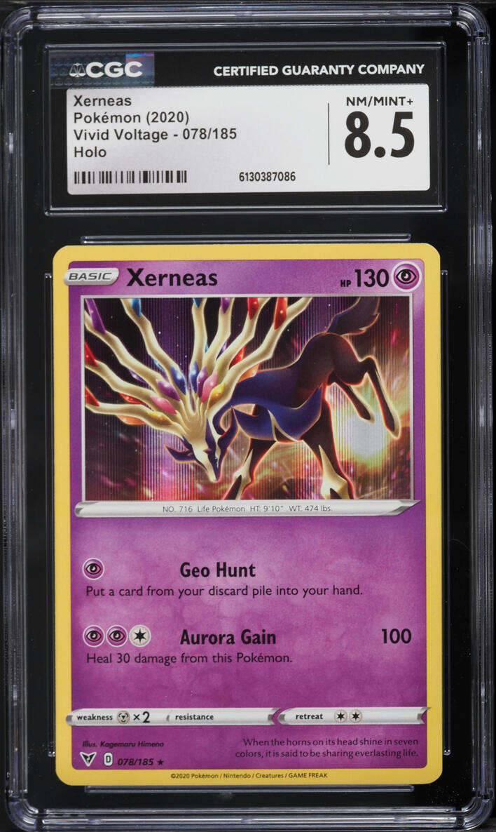 2020 Pokemon Sword & Shield Vivid Voltage Holo Xerneas #078 CGC 8.5 NM-MT+