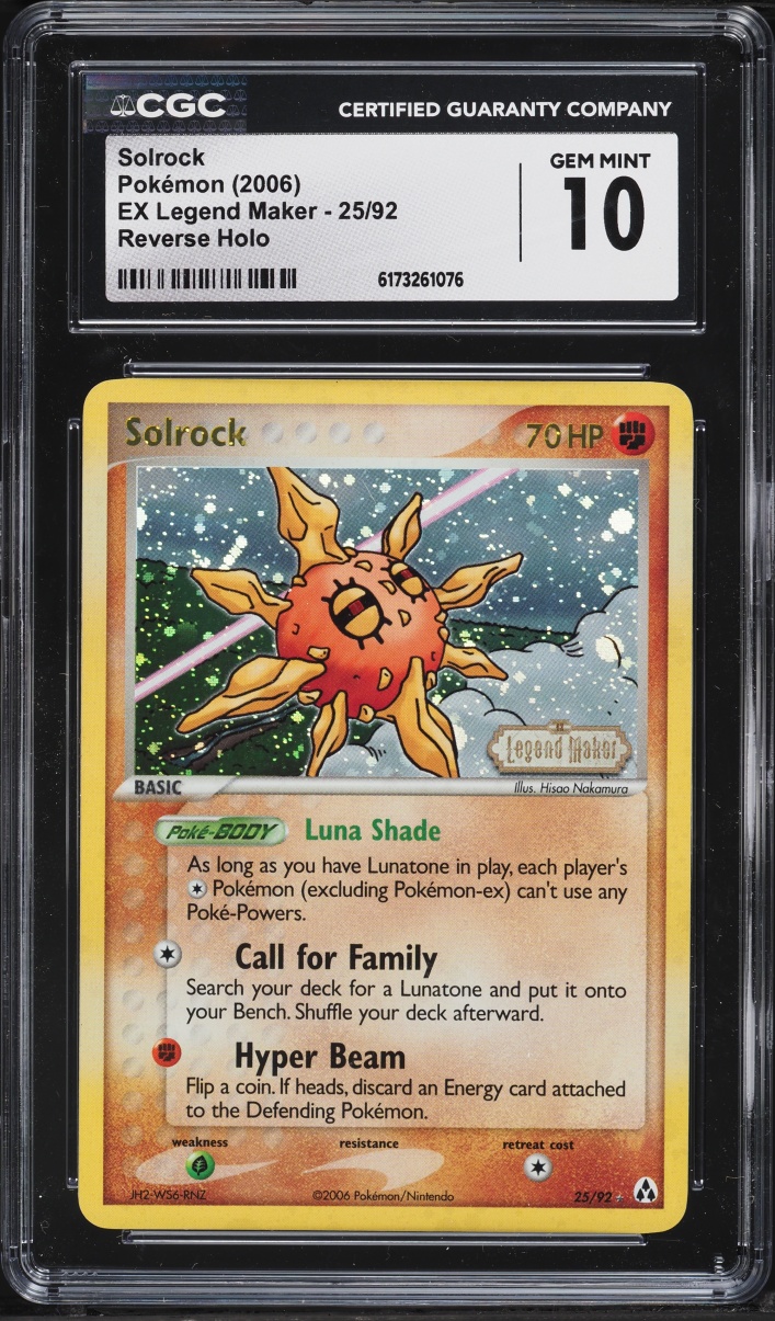 2006 Pokemon EX Legend Maker Reverse Holo Solrock #25 CGC 10 GEM MINT