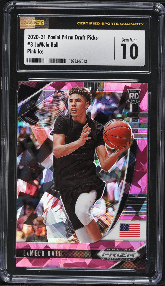 2020 Panini Prizm Draft Picks Pink Ice LaMelo Ball ROOKIE #3 CSG 10 GEM MINT