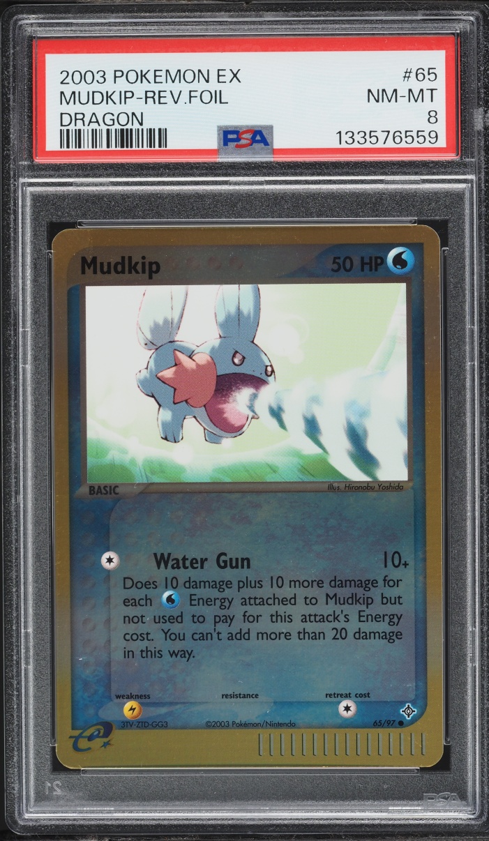 2003 Pokemon EX Dragon Reverse Holo Mudkip #65 PSA 8 NM-MT