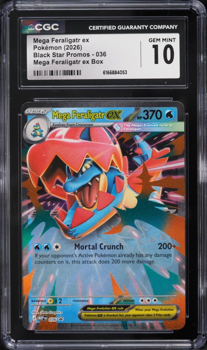 2026 Pokemon Mega Evolution Black Star Promo Holo Mega Feraligatr ex #036 CGC 10 GEM MINT