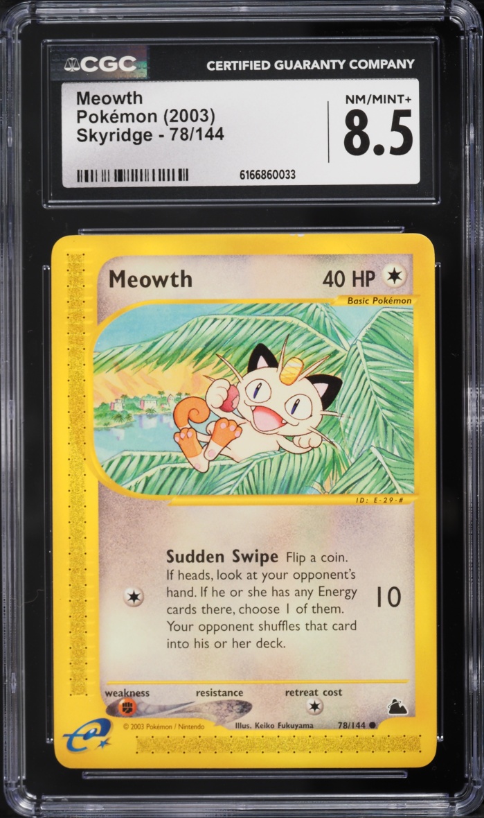 2003 Pokemon Skyridge Meowth #78 CGC 8.5 NM-MT+