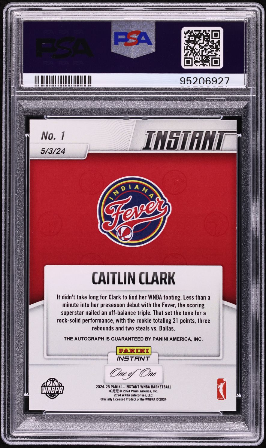 2024 Panini Instant WNBA Blue Viper Caitlin Clark ROOKIE AUTO 1/1 #1 PSA 10 GEM
