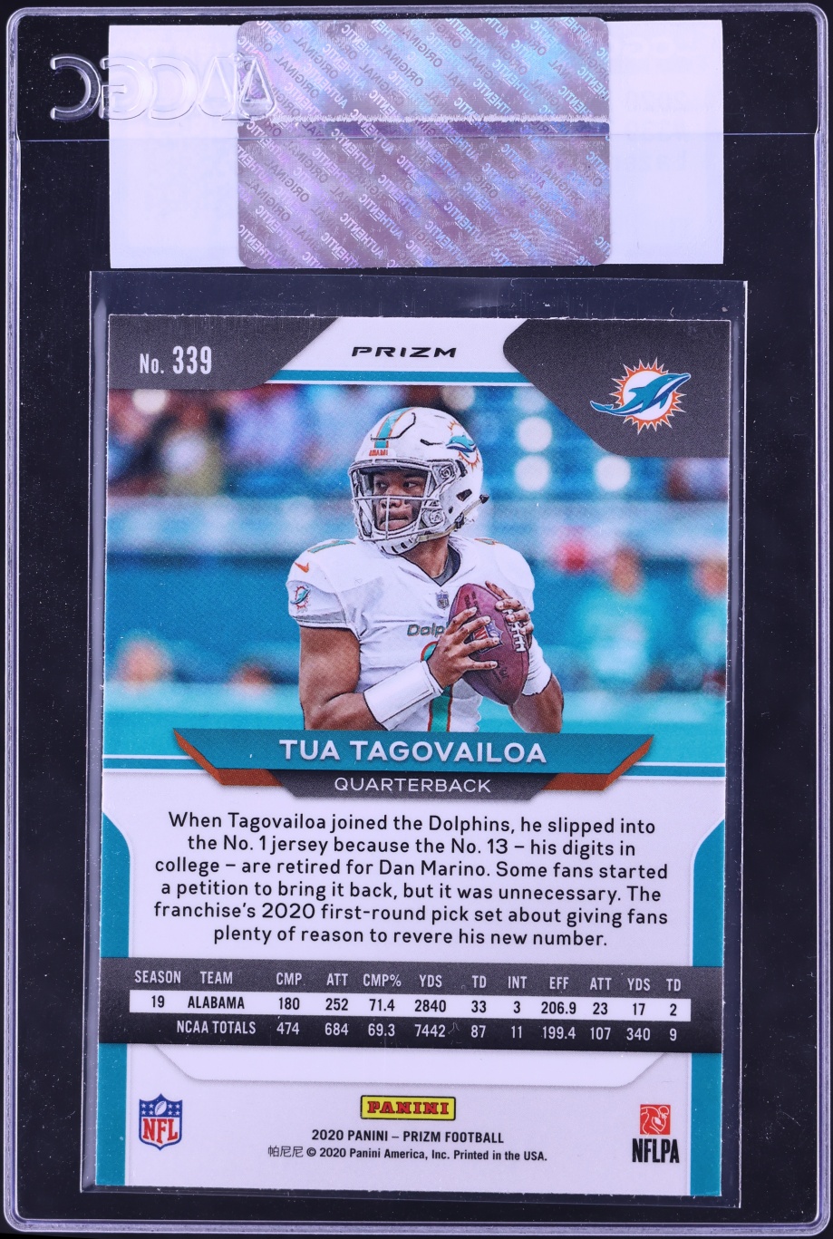 2020 Panini Prizm Lazer Tua Tagovailoa ROOKIE #339 CGC AUTH