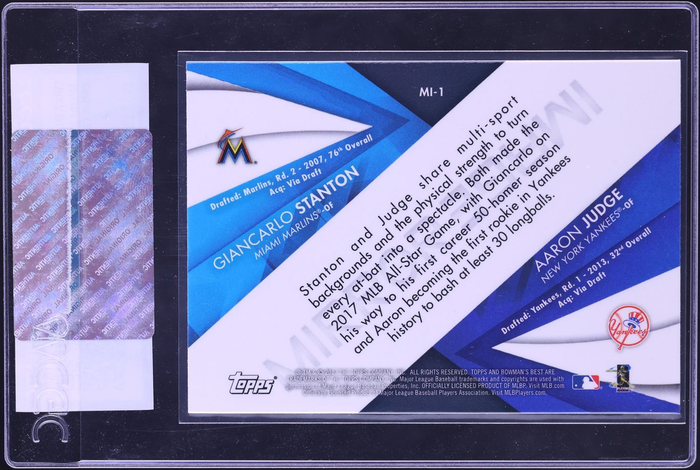 2017 Bowman's Best Mirror Image Giancarlo Stanton Aaron Judge ROOKIE #MI-1 CGC AUTH