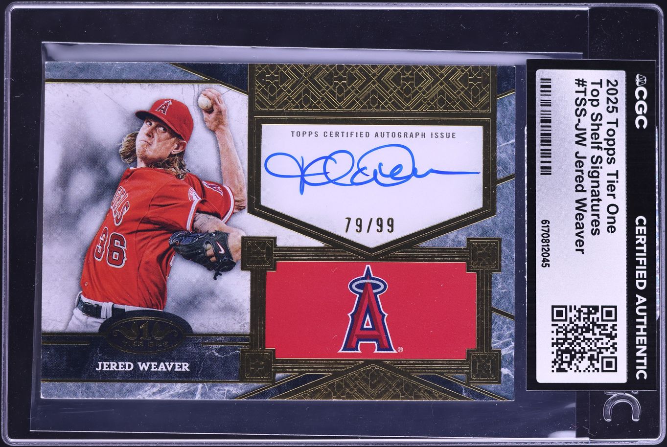 2025 Topps Tier One Top Shelf Signatures Jered Weaver AUTO /99 #TSS-JW CGC AUTH