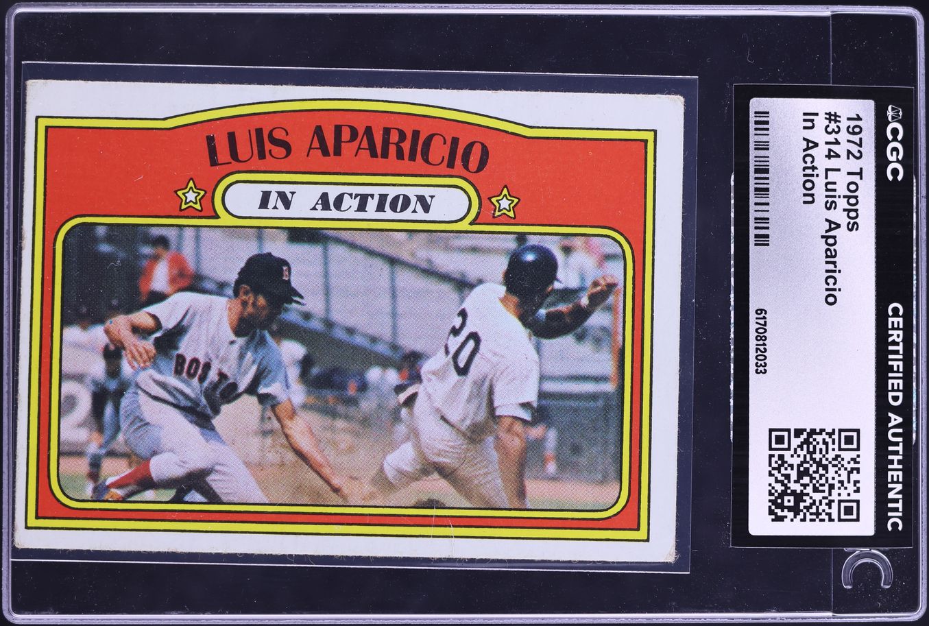 1972 Topps Luis Aparicio IN ACTION #314 CGC AUTH