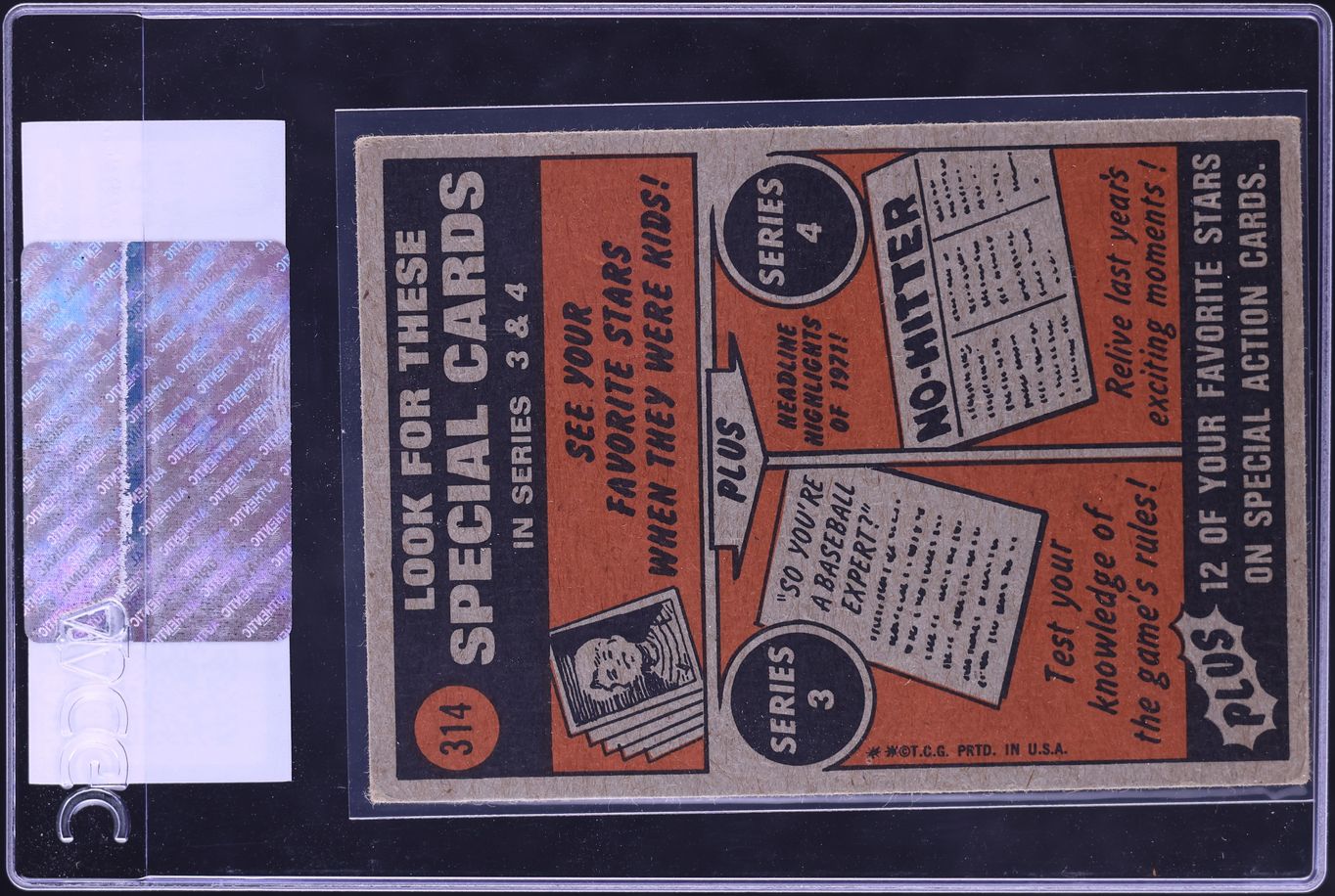 1972 Topps Luis Aparicio IN ACTION #314 CGC AUTH