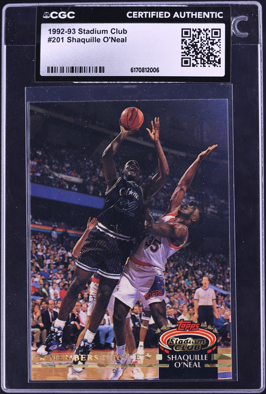 1992 Stadium Club Basketball Shaquille O'Neal ROOKIE #201 CGC AUTH