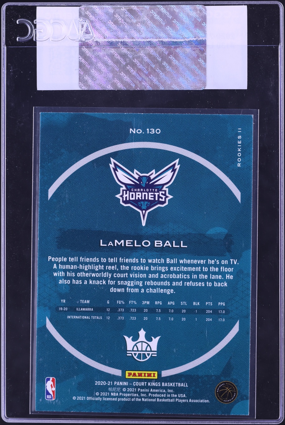 2020 Panini Court Kings LaMelo Ball ROOKIE #130 CGC AUTH