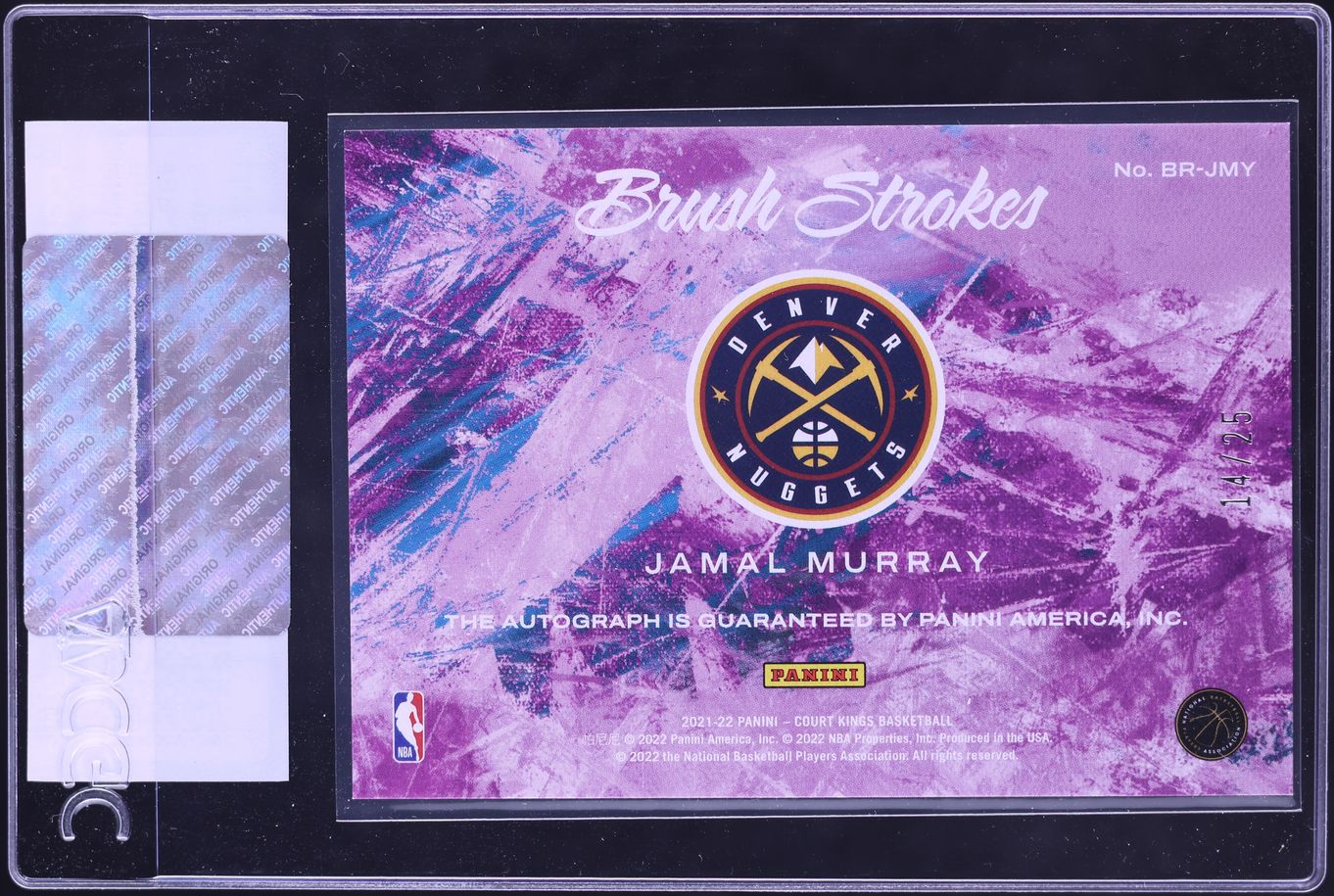 2021 Panini Court Kings Brush Strokes Sapphire Jamal Murray AUTO #BR-JMY CGC AUTH