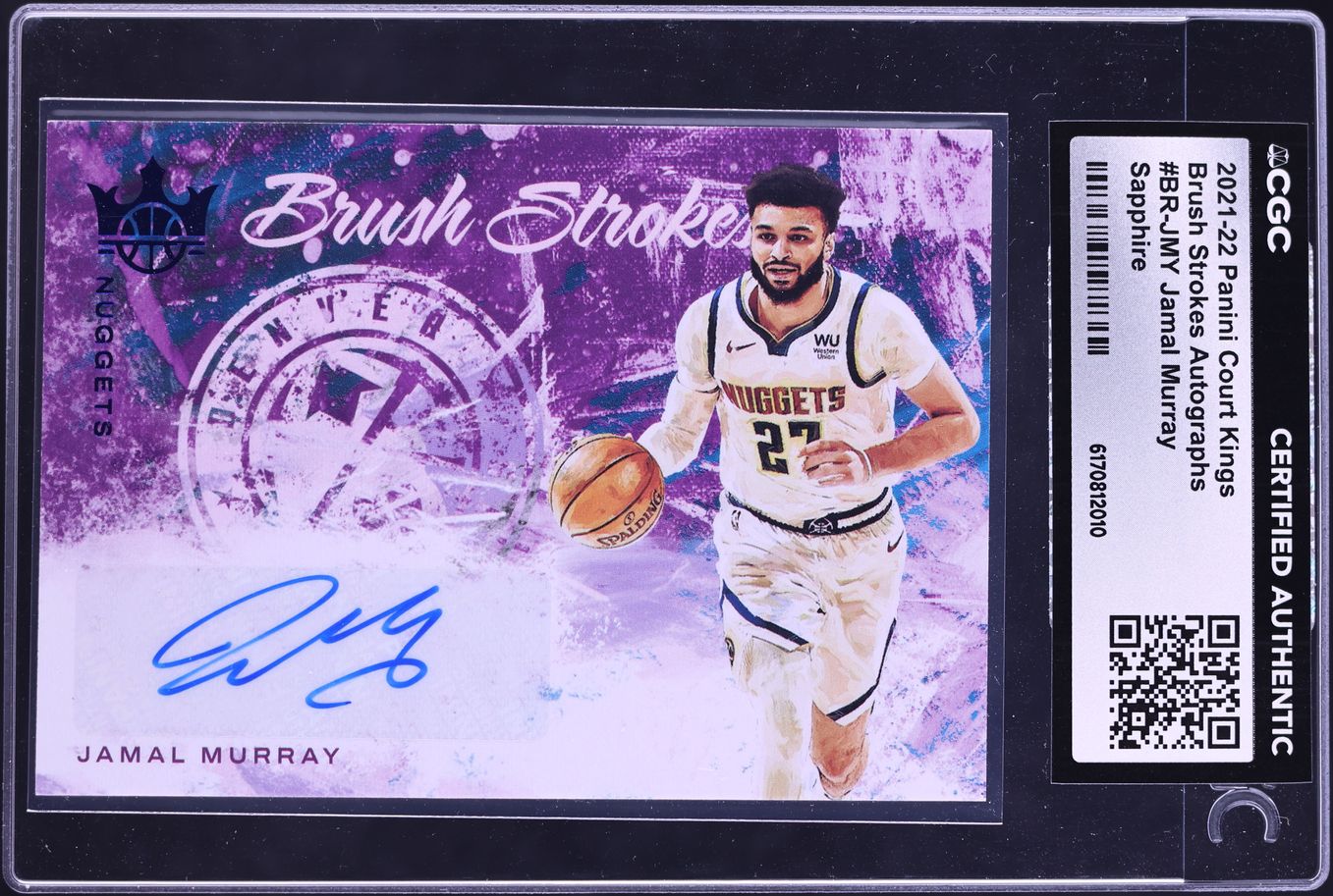 2021 Panini Court Kings Brush Strokes Sapphire Jamal Murray AUTO #BR-JMY CGC AUTH