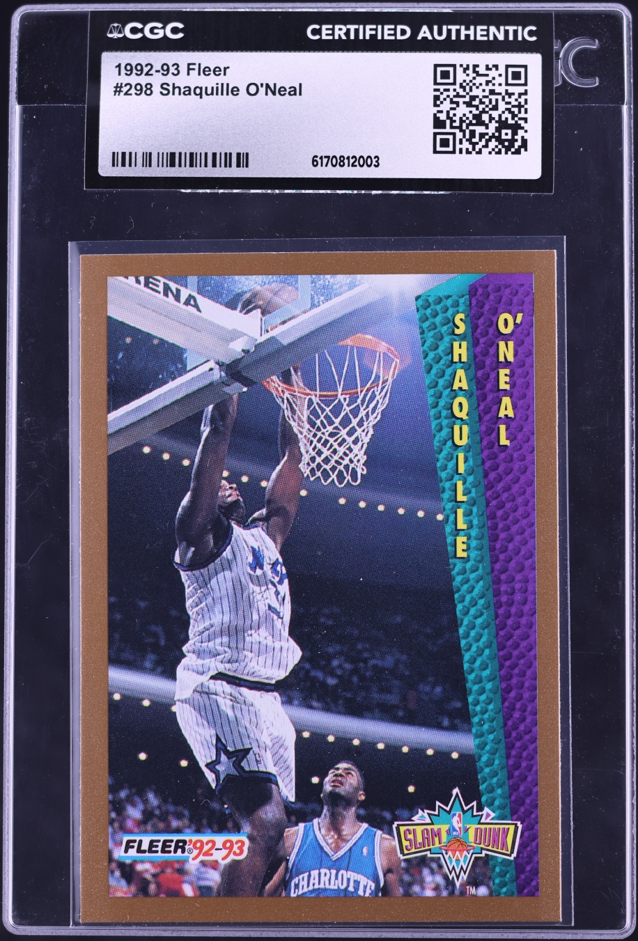 1992 Fleer Basketball Shaquille O'Neal ROOKIE #298 CGC AUTH