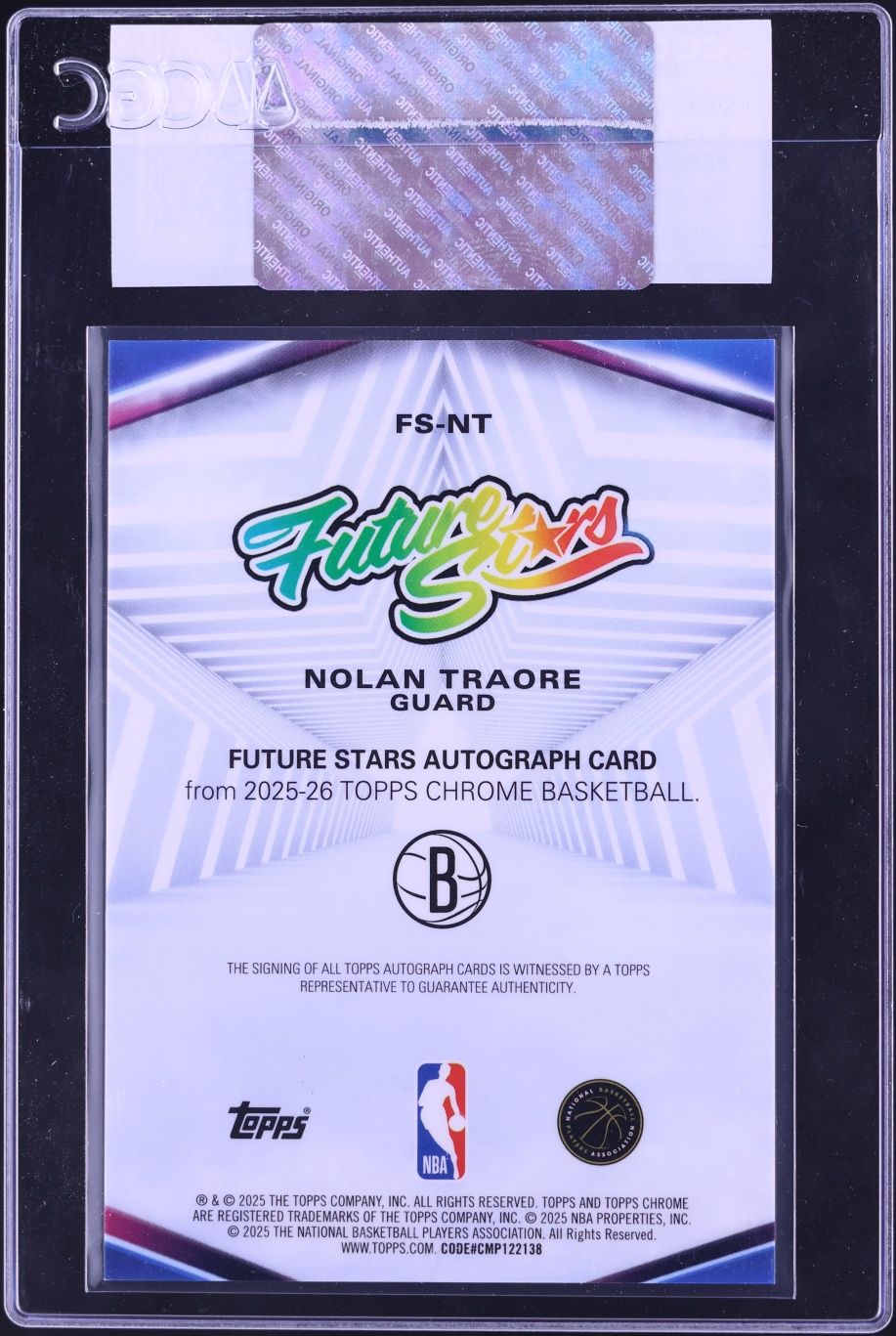 2025 Topps Chrome Future Stars Green Refractor Nolan Traore ROOKIE AUTO /99 #FS-NT CGC AUTH