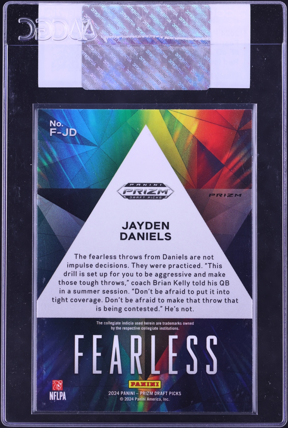 2024 Panini Prizm Draft Picks Fearless Red Ice Jayden Daniels ROOKIE #F-JD CGC AUTH