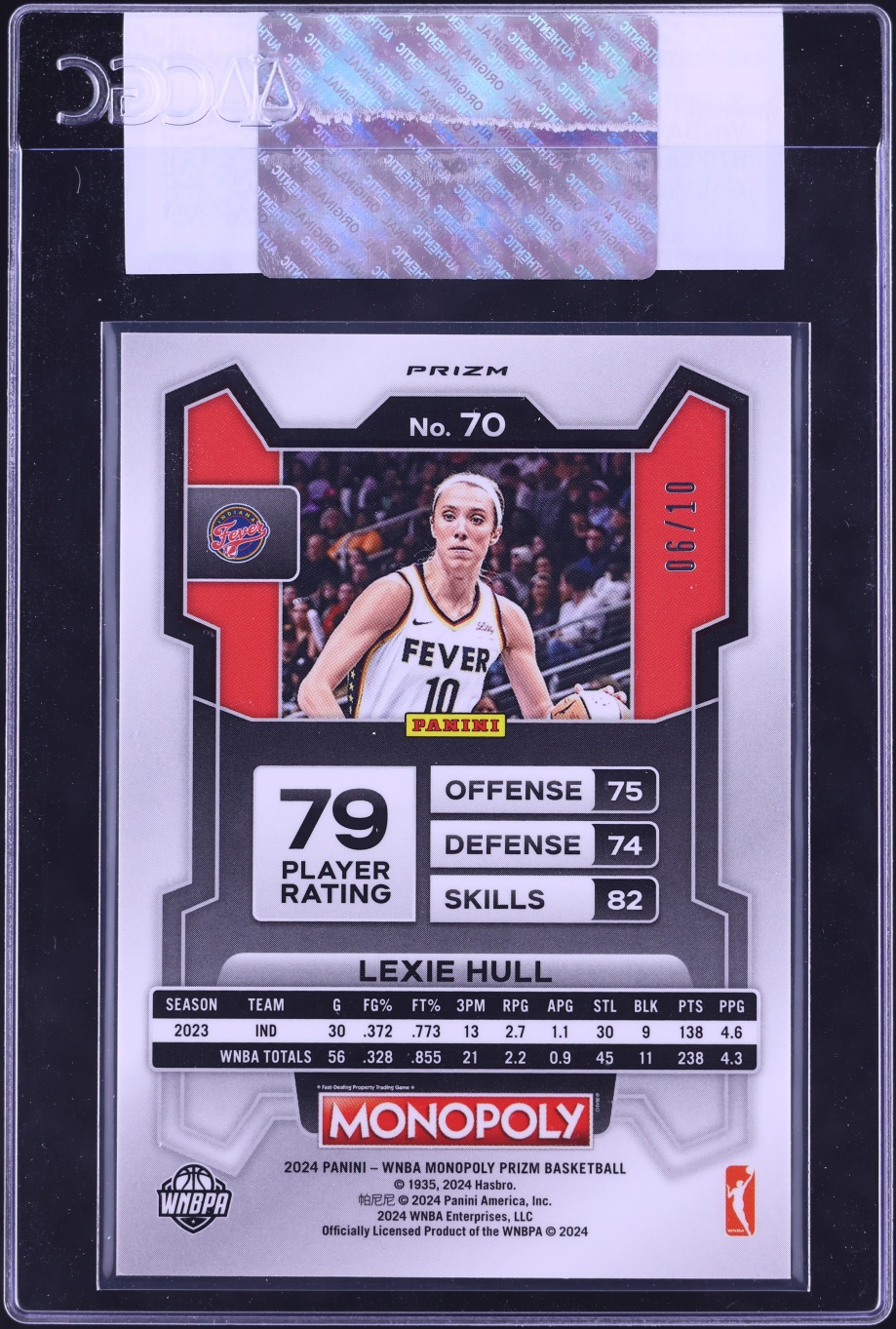 2024 Panini Prizm Monopoly WNBA Gold Wave Millionaire Lexie Hull /10 #70 CGC AUTH