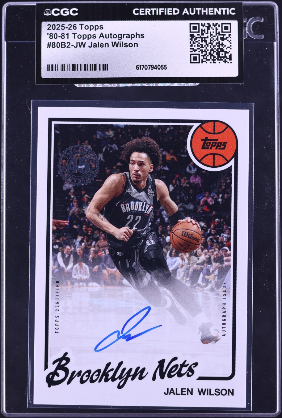 2025 Topps '80 Jalen Wilson AUTO #80B2-JW CGC AUTH