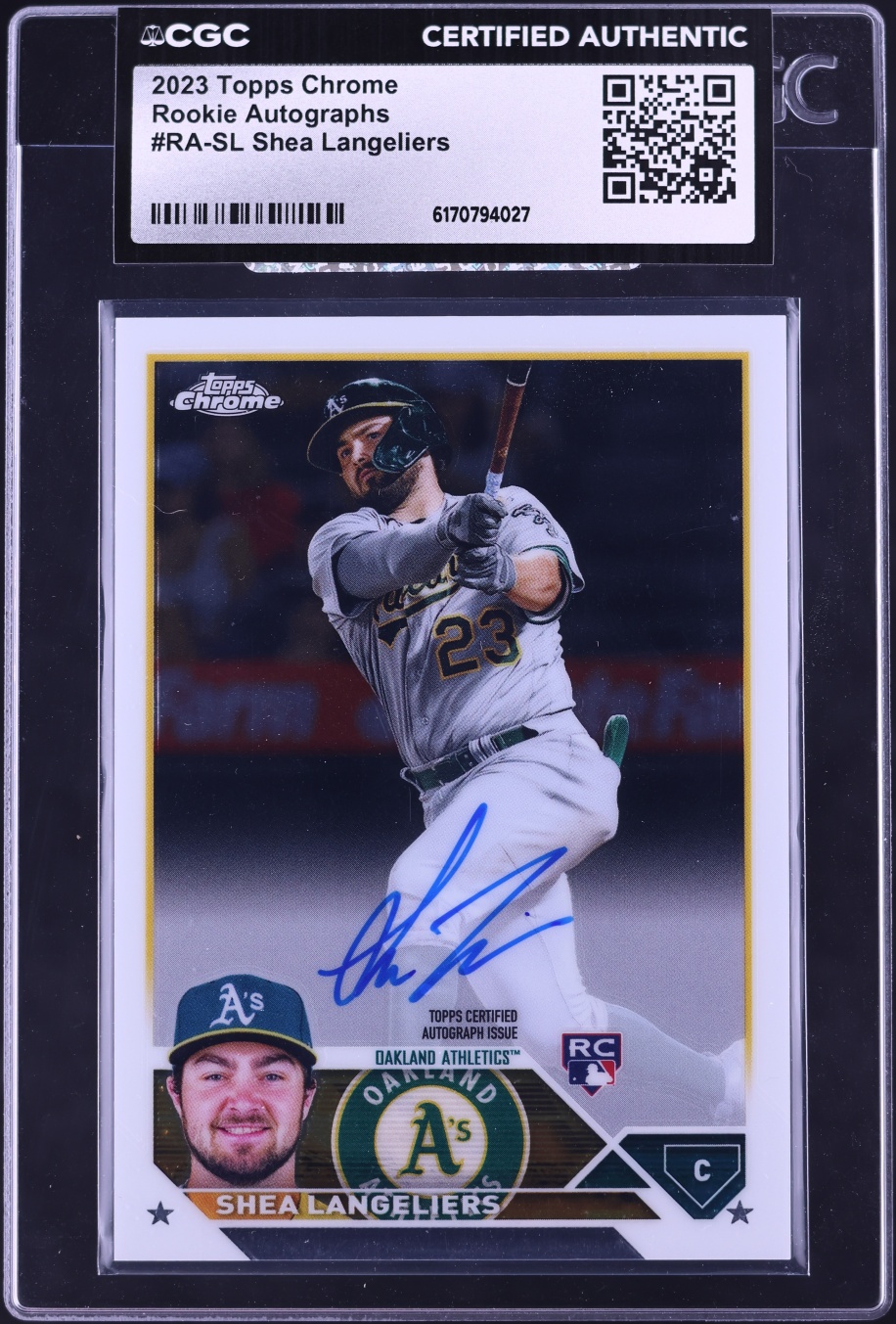 2023 Topps Chrome Shea Langeliers ROOKIE AUTO #RA-SL CGC AUTH