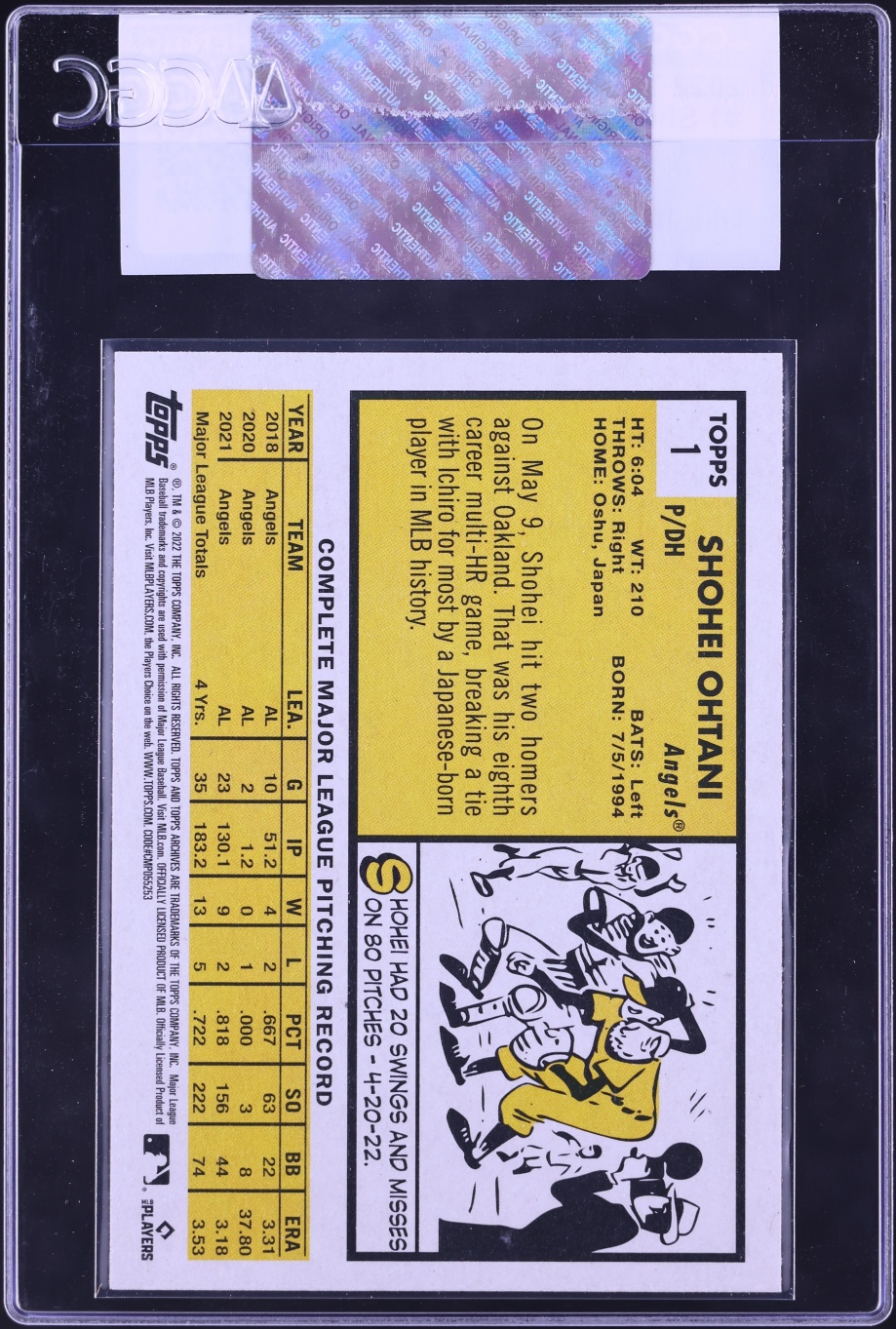 2022 Topps Archives Shohei Ohtani #1 CGC AUTH