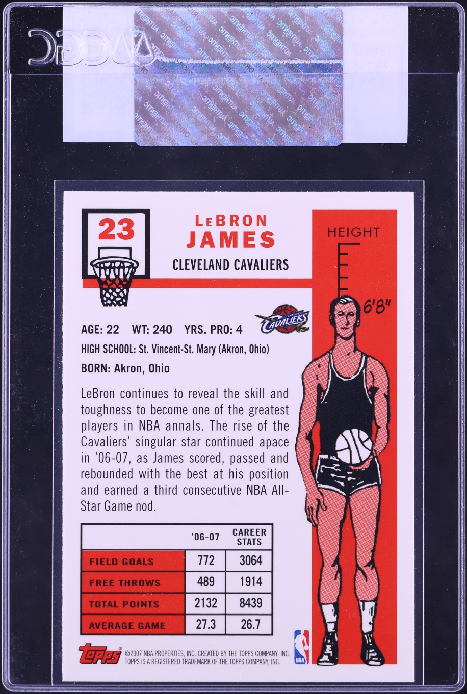 2007 Topps 50th Anniversary Variation LeBron James #23 CGC AUTH