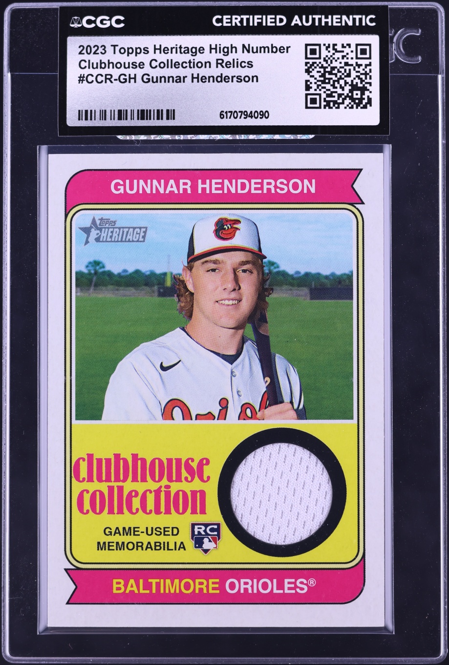 2023 Topps Heritage High Number Clubhouse Collection Gunnar Henderson ROOKIE PATCH CGC AUTH