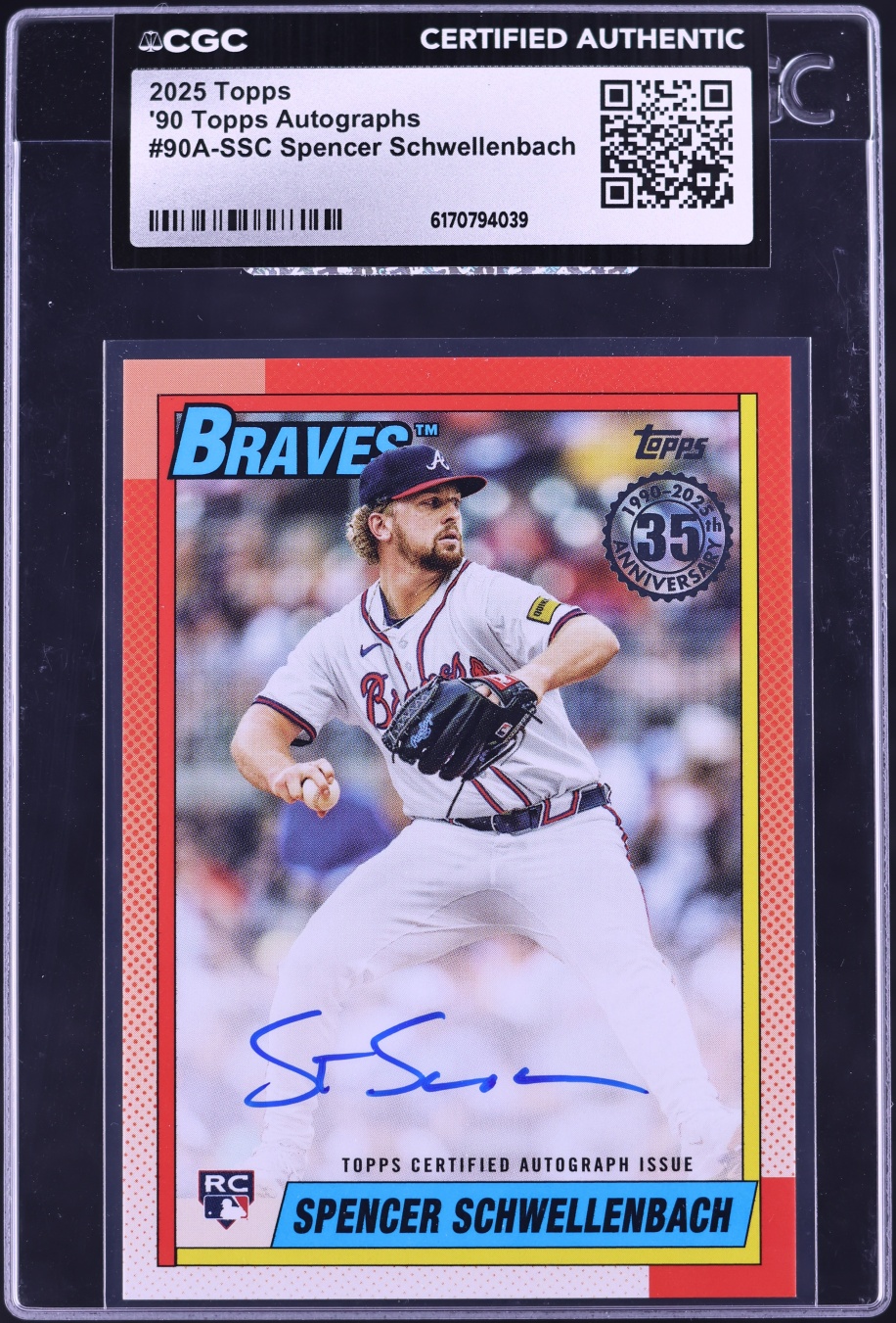 2025 Topps '90 Spencer Schwellenbach ROOKIE AUTO #90A-SSC CGC AUTH