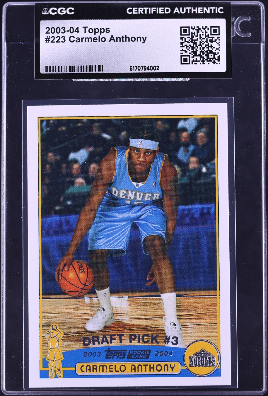 2003 Topps Basketball Carmelo Anthony ROOKIE #223 CGC AUTH