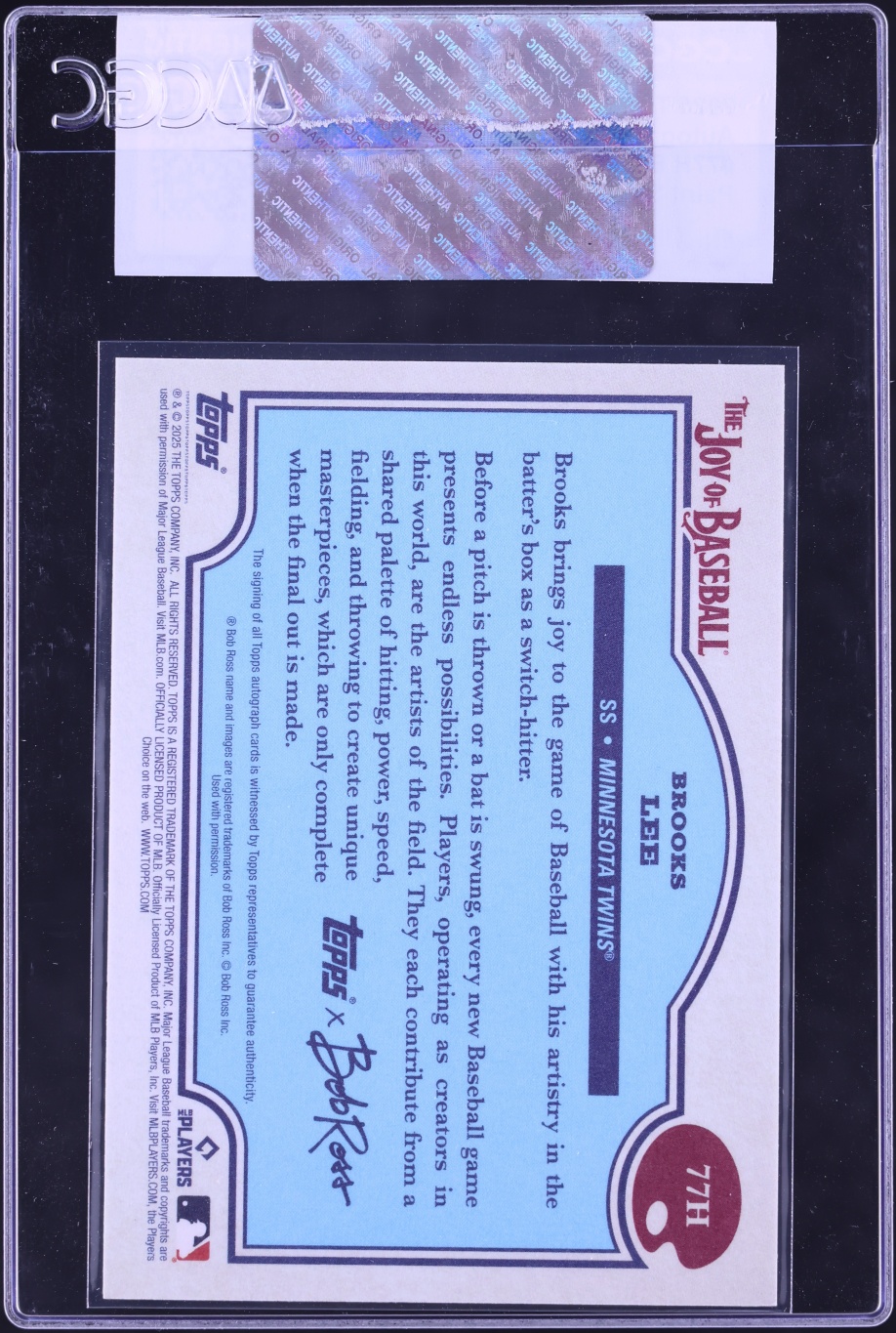 2025 Topps X Bob Ross Paint Splatter Brooks Lee ROOKIE AUTO /99 #77H CGC AUTH