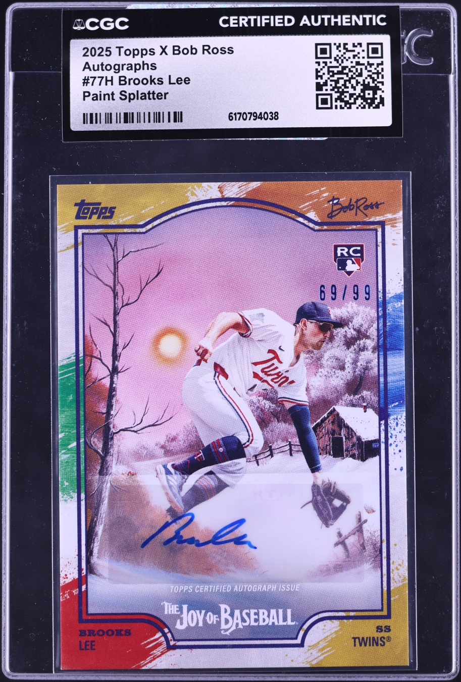 2025 Topps X Bob Ross Paint Splatter Brooks Lee ROOKIE AUTO /99 #77H CGC AUTH