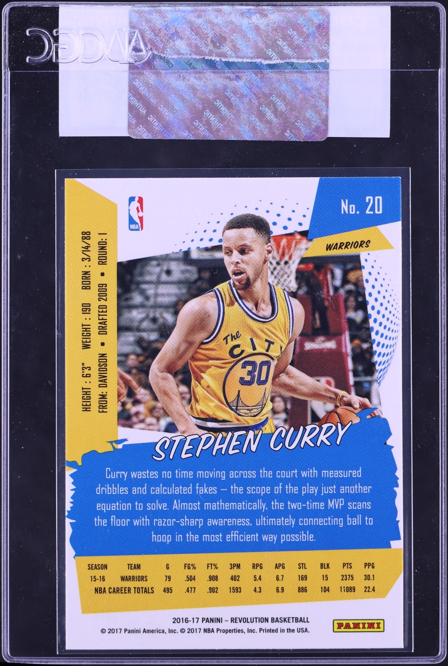 2016 Panini Revolution Stephen Curry #20 CGC AUTH