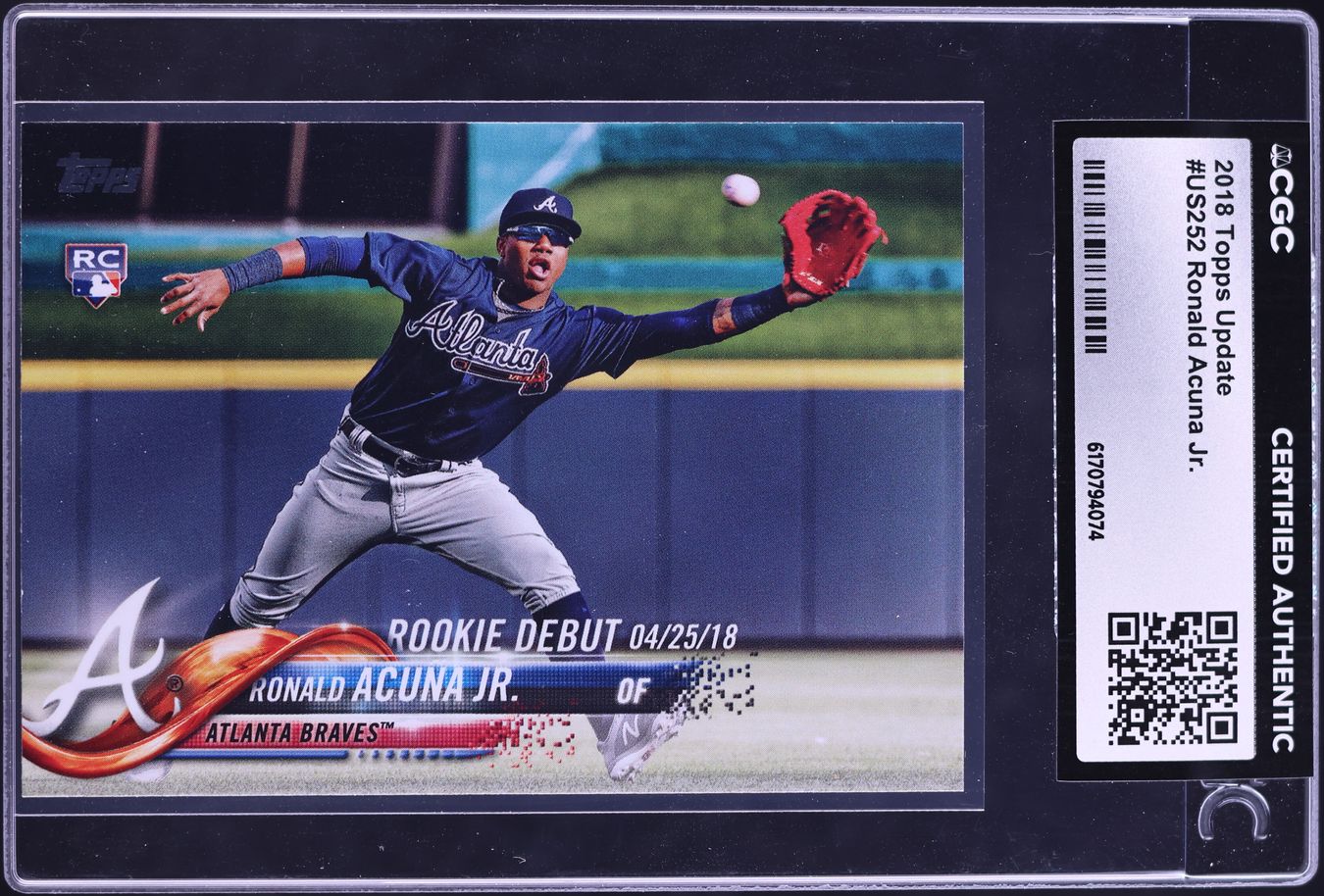 2018 Topps Update Ronald Acuna Jr. ROOKIE #US252 CGC AUTH
