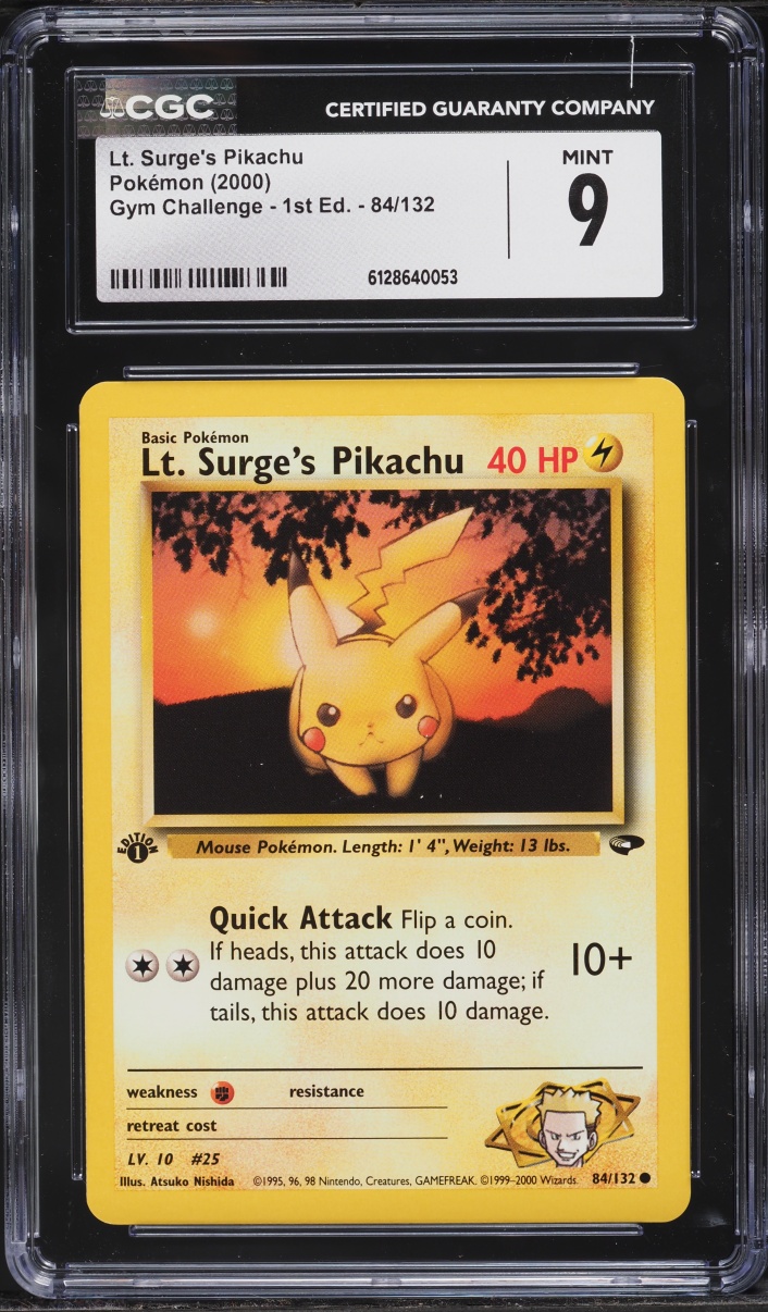 2000 Pokemon Gym Challenge 1st Edition Lt Surge's Pikachu #84 CGC 9 MINT