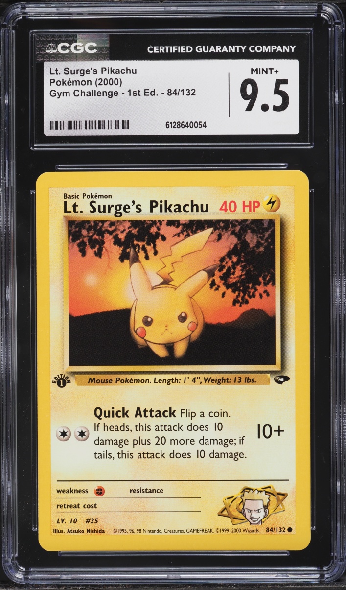 2000 Pokemon Gym Challenge 1st Edition Lt Surge's Pikachu #84 CGC 9.5 MINT+