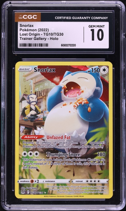 2022 Pokemon Sword & Shield Lost Origin Trainer Gallery CHR Snorlax #TG10 CGC 10 GEM MINT