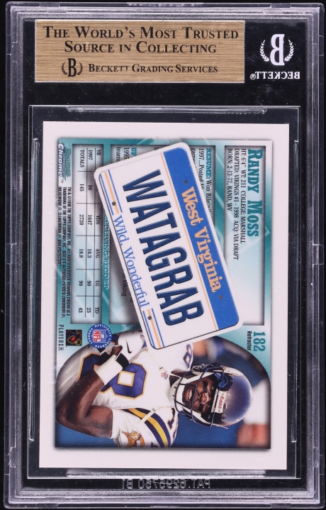 1998 Bowman Chrome Interstate Refractor Randy Moss ROOKIE #182 BGS 10 PRISTINE
