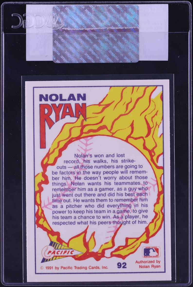 1991 Pacific Texas Express I Nolan Ryan #92 CGC AUTH