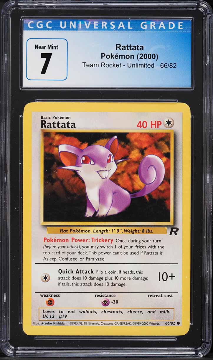 2000 Pokemon Team Rocket Rattata #66 CGC 7 NRMT