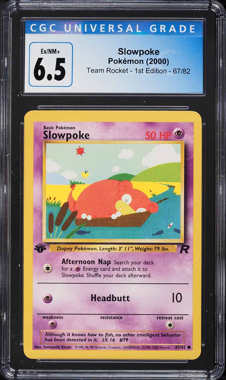 2000 Pokemon Team Rocket 1st Edition Slowpoke #67 CGC 6.5 EXMT+