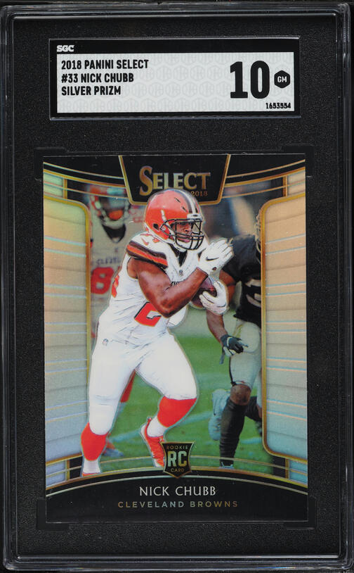 2018 Panini Contenders Red Zone Nick Chubb ROOKIE AUTO #113 PSA 10