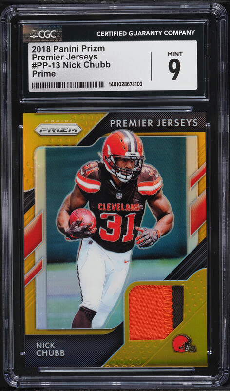 2018 Panini Contenders Red Zone Nick Chubb ROOKIE AUTO #113 PSA 10