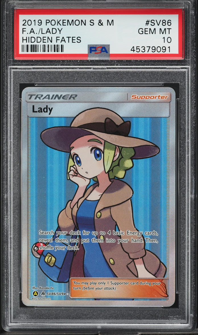 2019 Pokemon Sun & Moon Hidden Fates Full Art Lady #SV86 PSA 10 GEM MINT