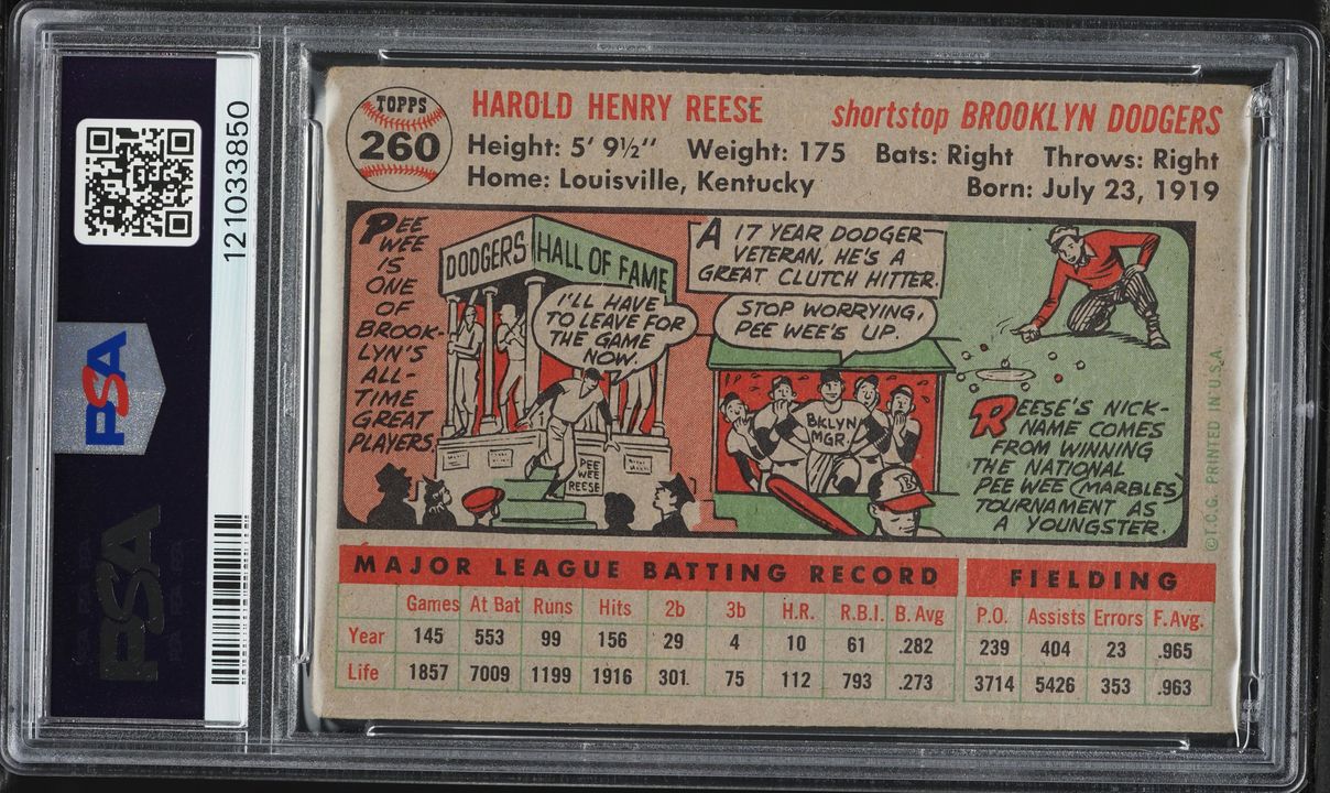 1956 Topps Pee Wee Reese #260 PSA 1.5 FR