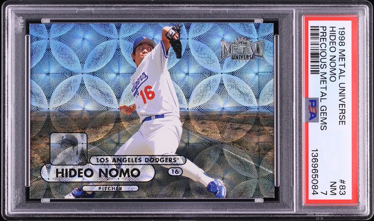 1998 Metal Universe Precious Metal Gems PMG Hideo Nomo /50 #83 PSA 7 NRMT
