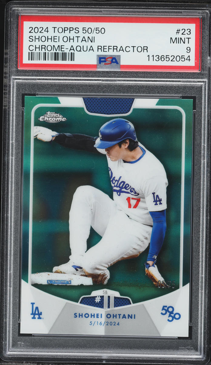 2024 Topps Chrome 50/50 Aqua Refractor Shohei Ohtani /75 #23 PSA 9 MINT