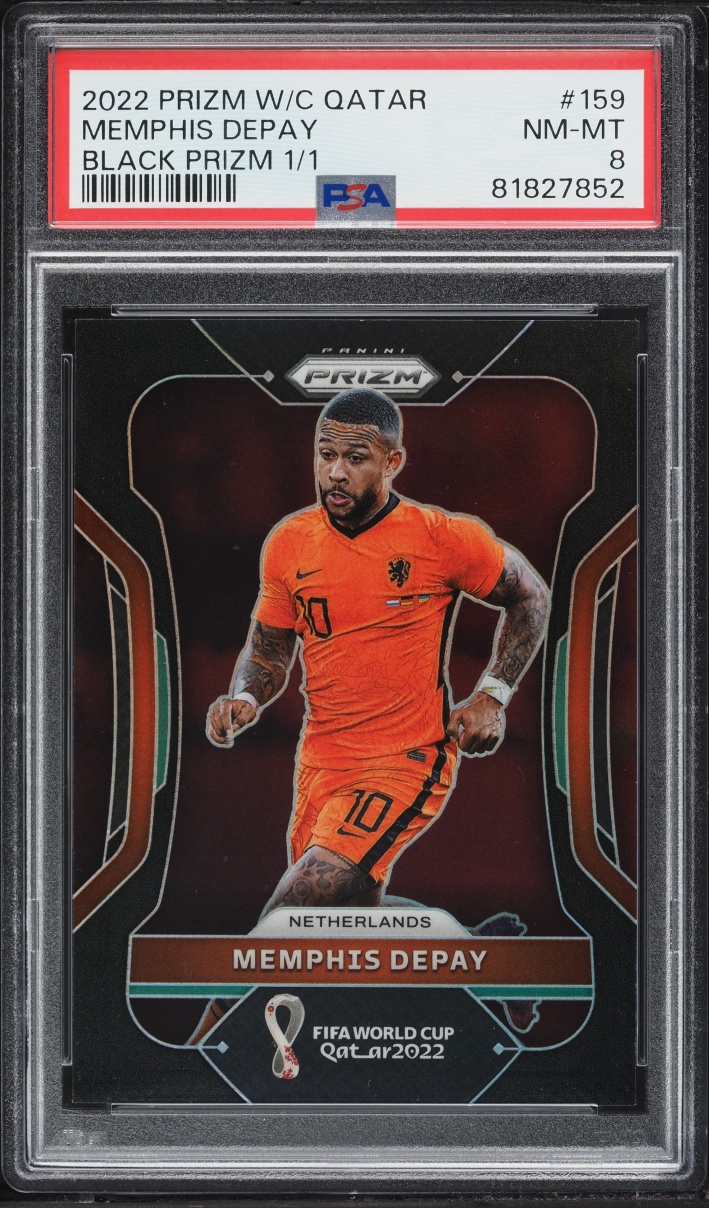2022 Panini Prizm World Cup Qatar Black Memphis Depay 1/1 #159 PSA 8 NM-MT