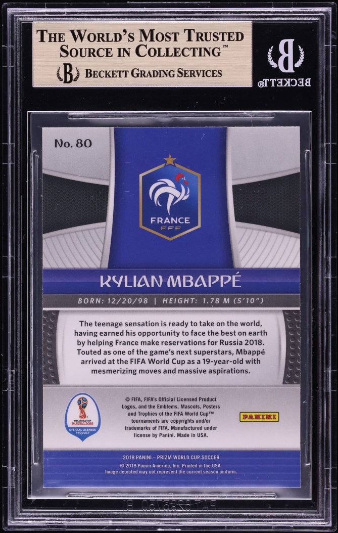 2018 Panini Prizm World Cup Kylian Mbappe ROOKIE #80 BGS 9.5 GEM MINT