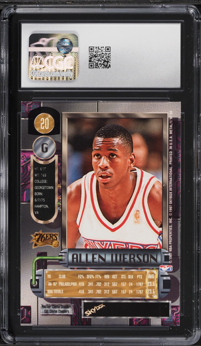 1997 Metal Universe Allen Iverson #20 CGC 9 MINT